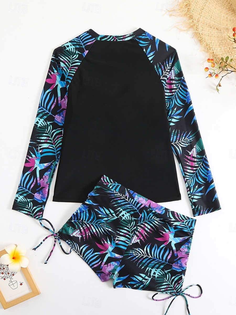 Costume da bagno da donna tankini a 2 pezzi con pantaloni corti arricciati controlla pancia vita alta schiena scoperta abbigliamento da spiaggia per le vacanze costumi da bagno senza maniche a collo del 2026 a $29.99 –P8