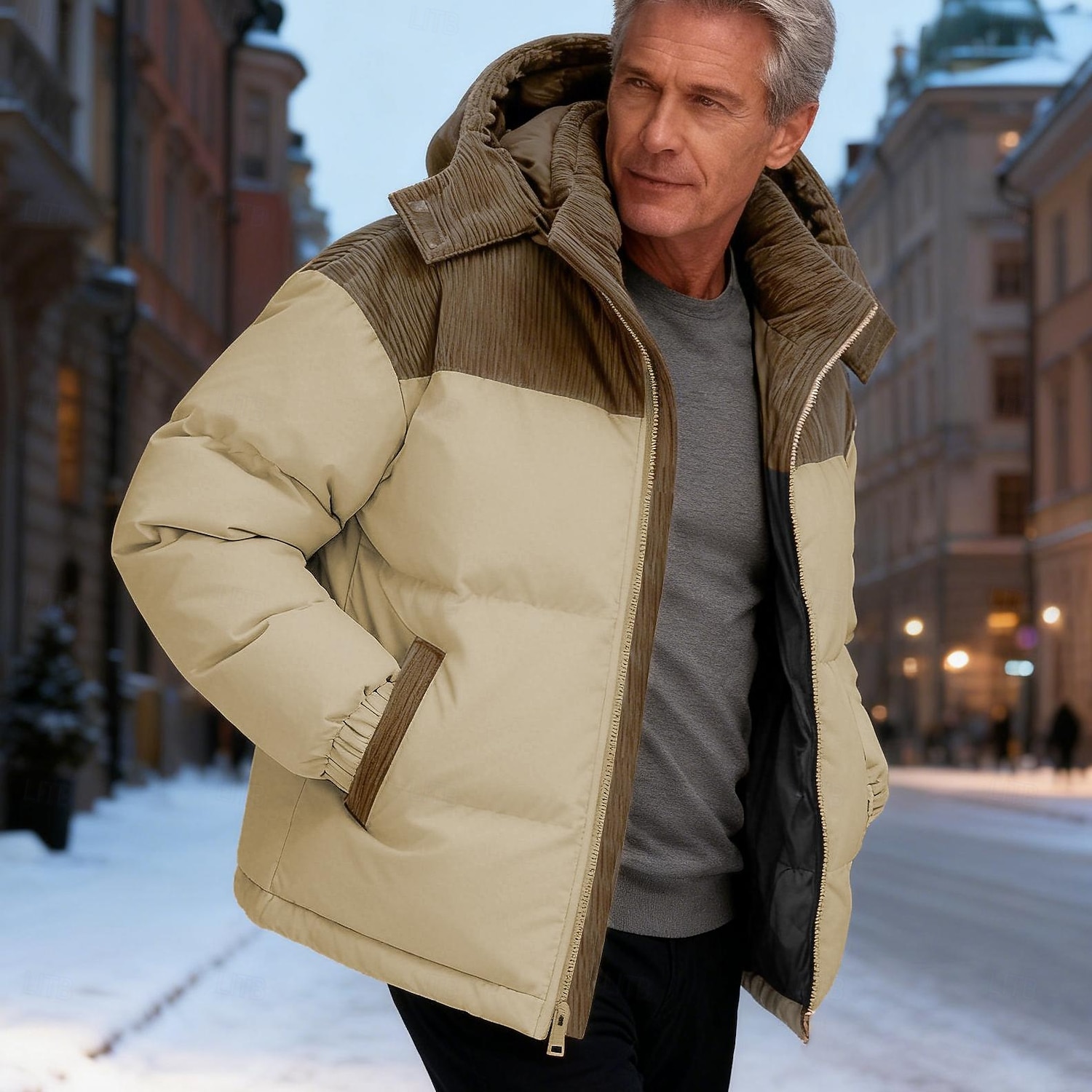 Pánské Zimní kabát Puffer bunda S vycpávkou Kapsy Kostka Polyester Venkovní Ležérní Denní Standardní Módní Šik ven Na běžné nošení Zahřívací Zima Barevné bloky Černá Trávová zelená Khaki Puffer Jacket 2026 - $51.99 –P1