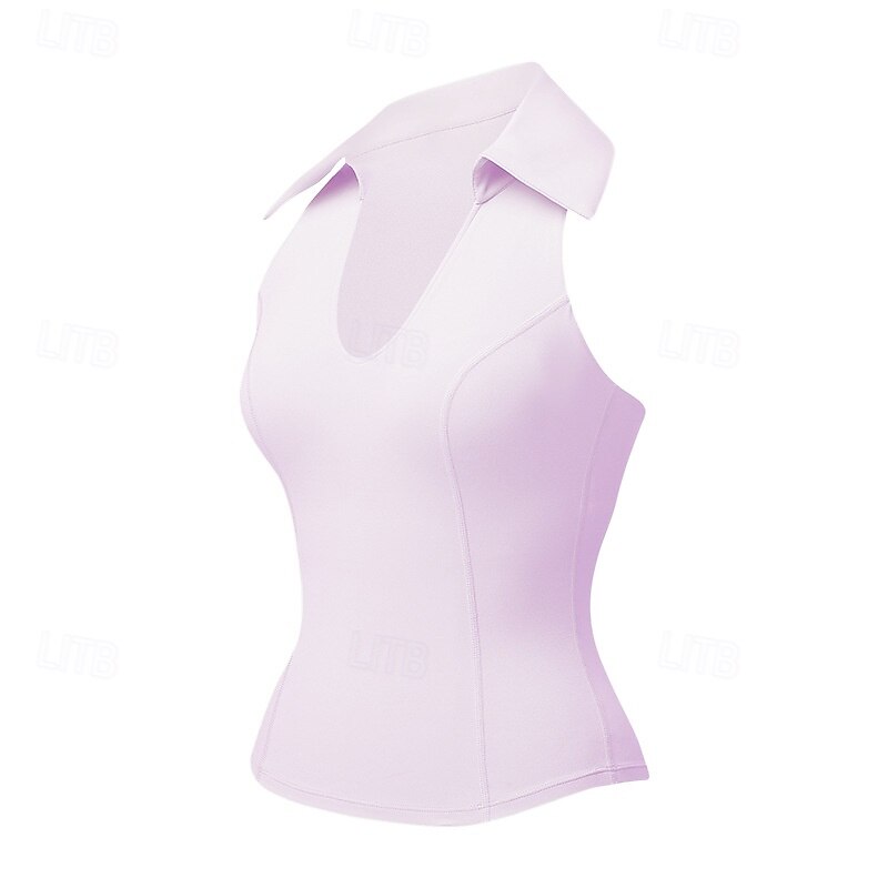 Dam Solid färg Halterlinne Inbyggd BH UV-skydd Snabb tork Elastisk Andningsfunktion Tennis Träning Löpning Halsband Överdelar Svart Vit Purpur Tenniskläder 2026 - $32.99 –P7