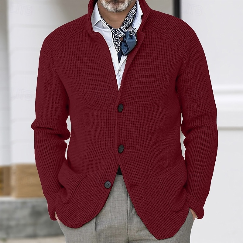 Per uomo Felpa Cardigan A Coste Maglia Top Regolari Lavorato a maglia Bottonato Semplice Colletto Mao Vacanza Moda Casuale Abbigliamento quotidiano Abbigliamento Primavera & Autunno Blu Nero S M L del 2026 a $30.99 –P3
