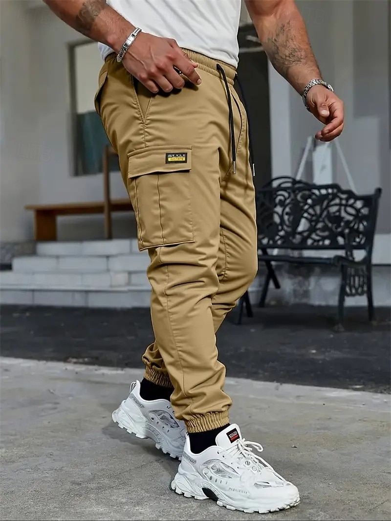 Per uomo Pantaloni Cargo Pantaloni Coulisse Multi-tasche Semplice Indossabile All'aperto Quotidiano Campeggio & Escursionismo Moda Classico Nero Verde militare del 2026 a $24.99 –P3