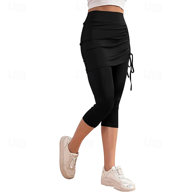 Mujer Color sólido Falda casual Falda con leggings Frunce Correa Eslático Transpirable Tenis pepinillo Corriendo Prendas de abajo Gris oscuro Negro Rosa Ropa de tenis 2026 - $15.49 –P5