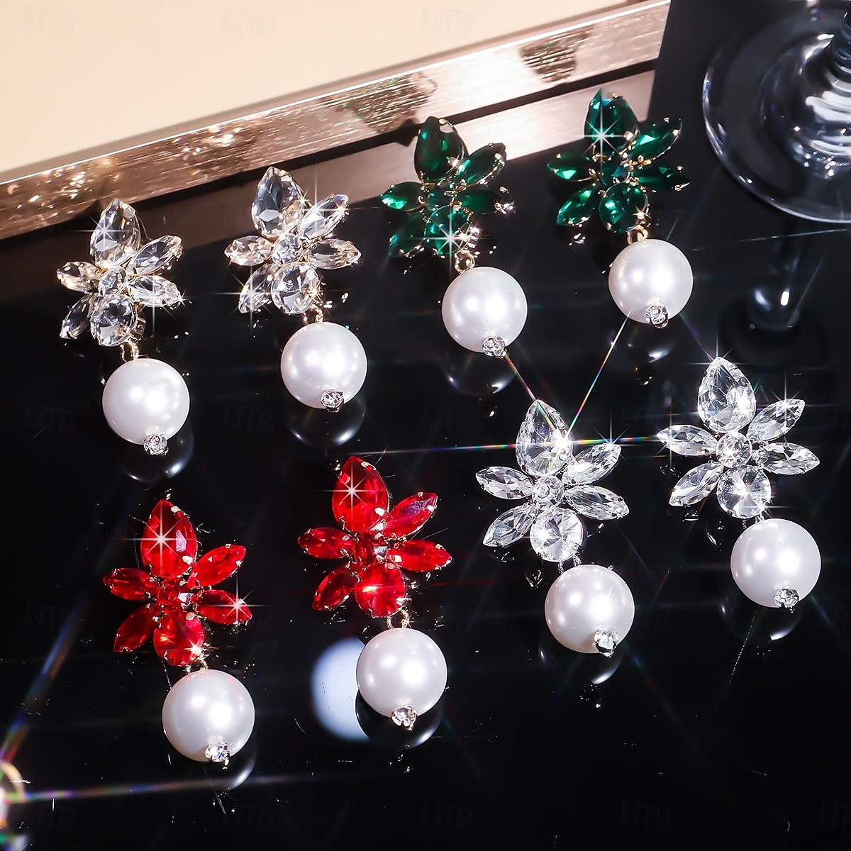 женские серьги-подвески из кристаллов и жемчуга — гламурные эффектные серьги-подвески со стразами для вечеринок, свадеб или вечерних мероприятий 2026 - $14.99 –P4