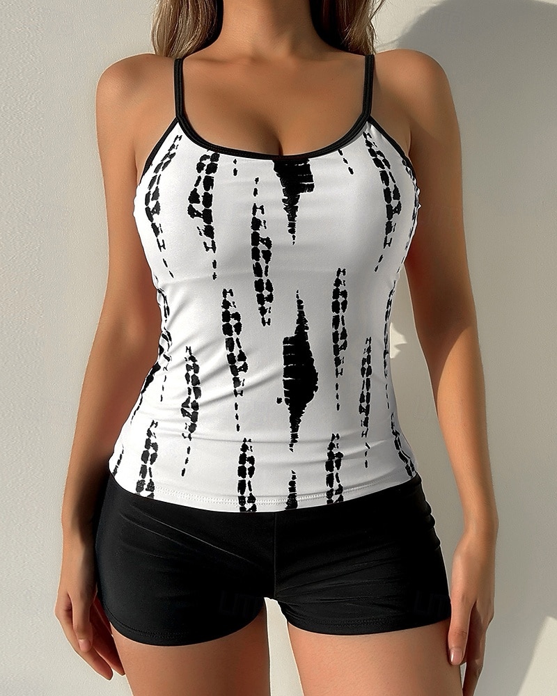 Women's Tankini Sets Bathing Suit Swimwear Swimwear Black White UV Protection Sleeveless - Surfing Beach Swimming Summer 2026 - $22.99 –P2
