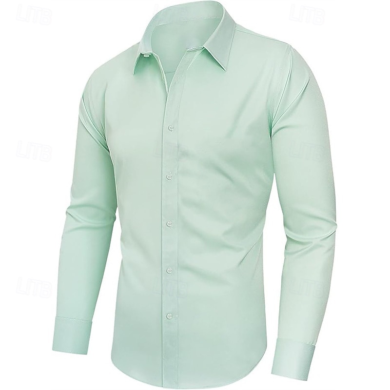 Homens Camisa Social Saia Tecido Casamento Ao ar livre Rosa Claro Preto Branco Verde Claro Manga Longa Aberto para a Lateral Primavera Outono Roupa Puro de 2026 por $24.99 –P9
