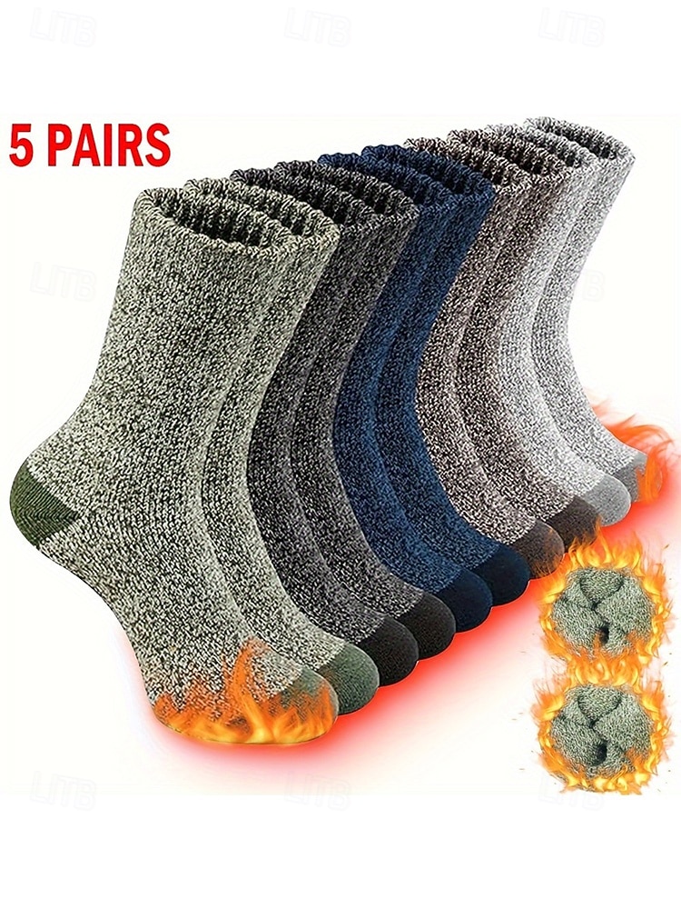 Pánské bavlněné termo ponožky - měkké, teplé, 5 párů, ideální na zimu, outdoorové aktivity a jako vánoční dárek 2026 - $14.99 –P1