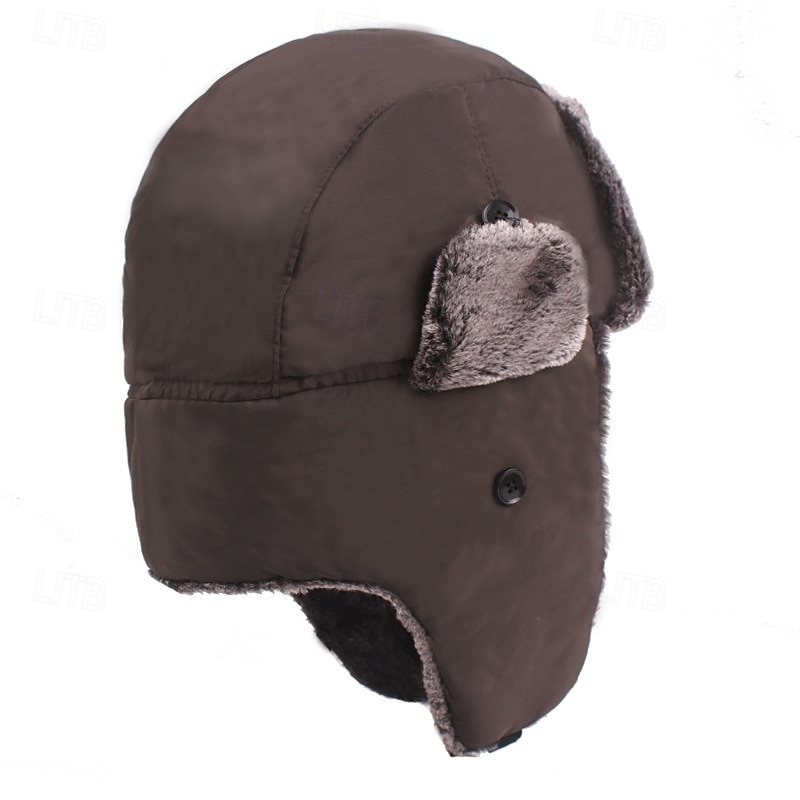 Men's Trapper Hat Winter Hats Winter Beanie Black Blue Polyester Fleece Lined Cozy Daily Wear Going out Solid / Plain Color Warm 2026 - $10.99 –P8