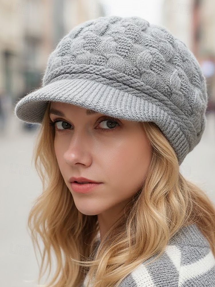 Damska czapka z dzianiny akrylowej z podszewką z polaru, w wielu kolorach, wygodna i stylowa na święta Bożego Narodzenia i zimowe aktywności 2026 - $11.99 –P1