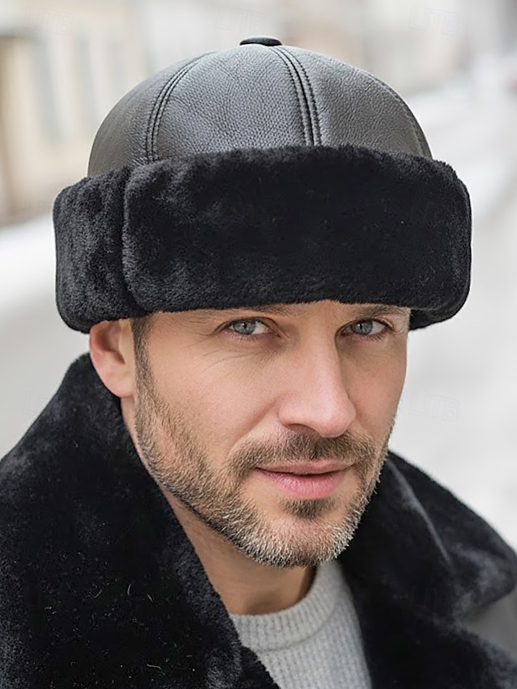 Herre vinterlue med pelsfôr i kunstskinn – varm, stilig og komfortabel for kaldt vær – perfekt for utendørsaktiviteter og hverdagsbruk 2026 - $18.99 –P2