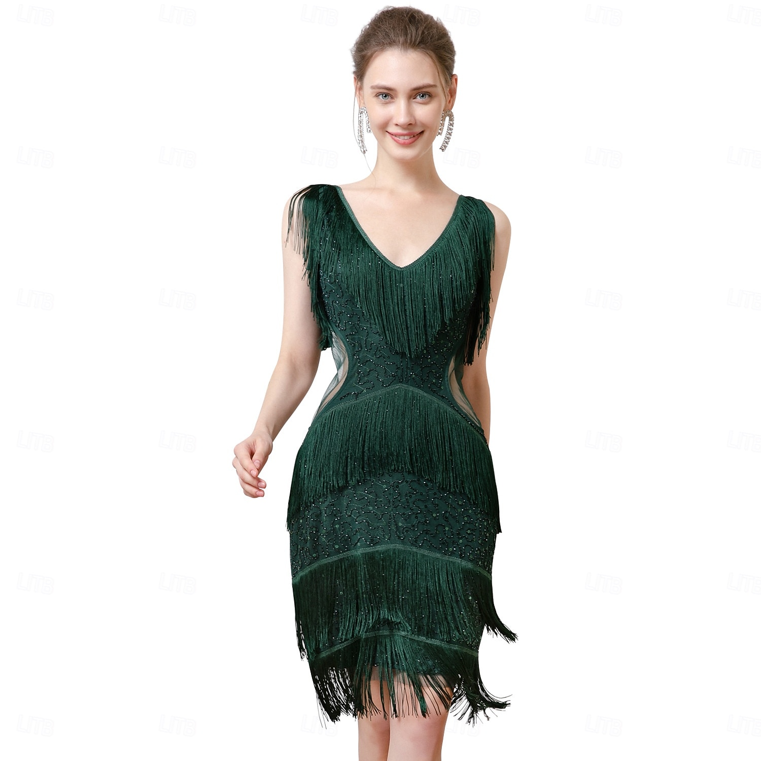 Roaring 20s 1920s Knee Length Flapper Dress Sleeveless The Great Gatsby Flapper Girl Sequins Fringe V Neck Fancy Dress Women's Christmas Carnival speakeasy Masquerade Retro Theme Party Adults Dress 2026 - $47.99 –P12