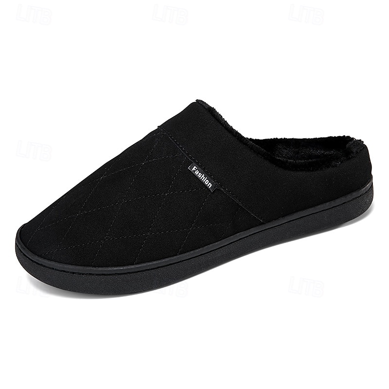 Per uomo Pantofole & Infradito Pantofole di peluche Foderato in pile Camminata Casual Quotidiano Pelle sintetica Caldo Confortevole Mocassino Nero Blu Inverno del 2026 a $24.99 –P1