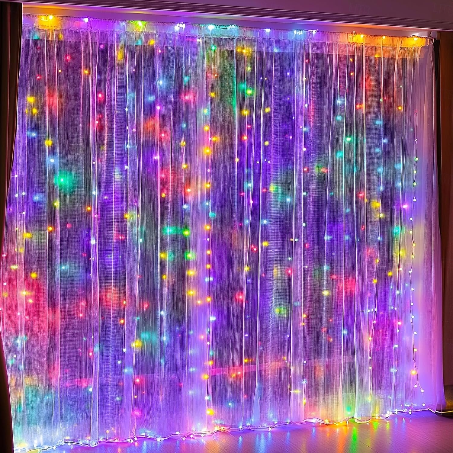 luces de cortina 3 * 3M 300 Leds 8 funciones control remoto temporal Enchufar Luces de cortina de hadas decoración de fiesta de boda interior y exterior 2026 - $28.99 –P1