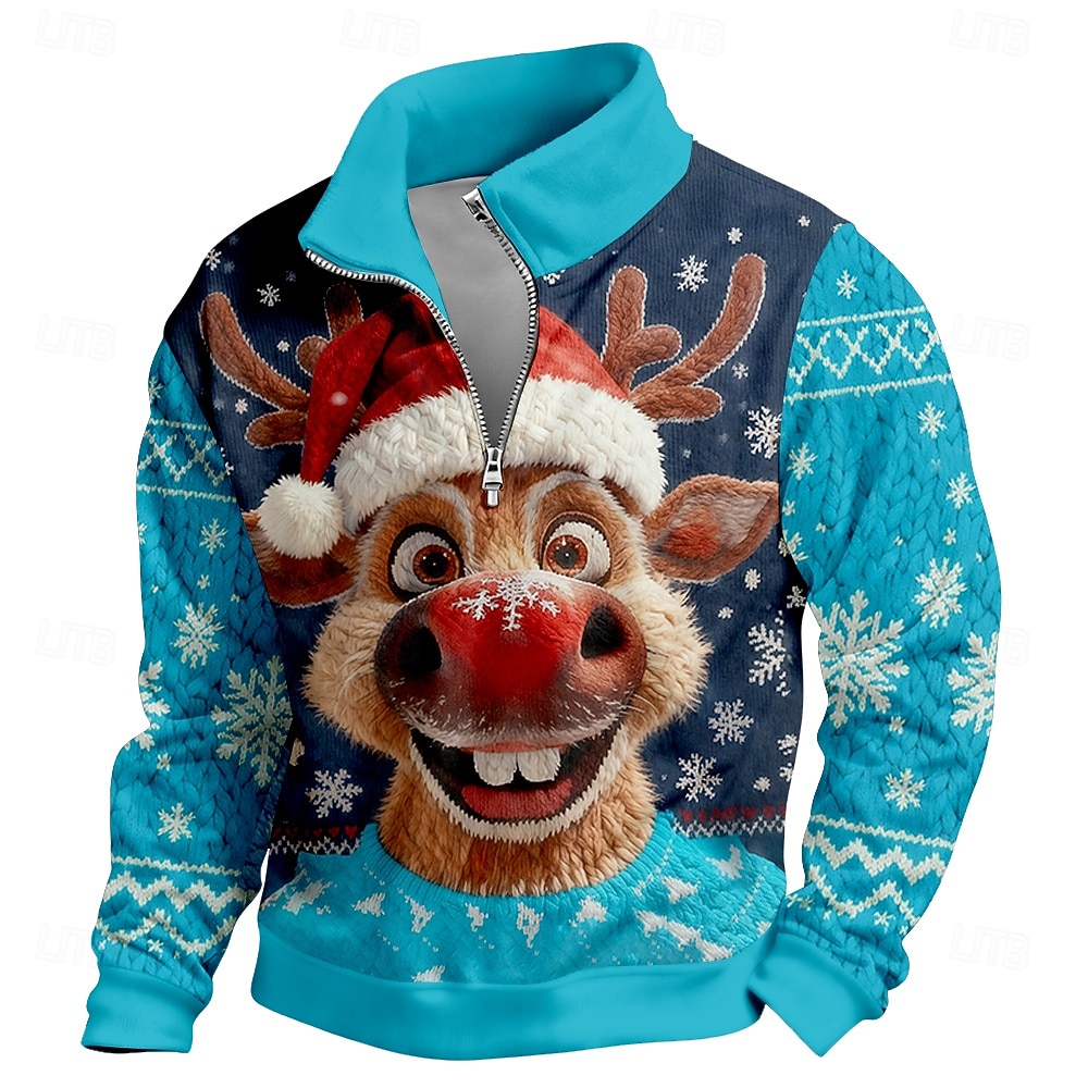 Weihnachten Herren Jeder Pullover Cool Täglich Stilvoll Langarm Stehkragen Outdoor Heim Geschenk Blau Blau 2# Schwarz Rote Purpur Reißverschluss Herbst Winter Designer S M L XL XXL XXXL 2026 - $14.99 –P5