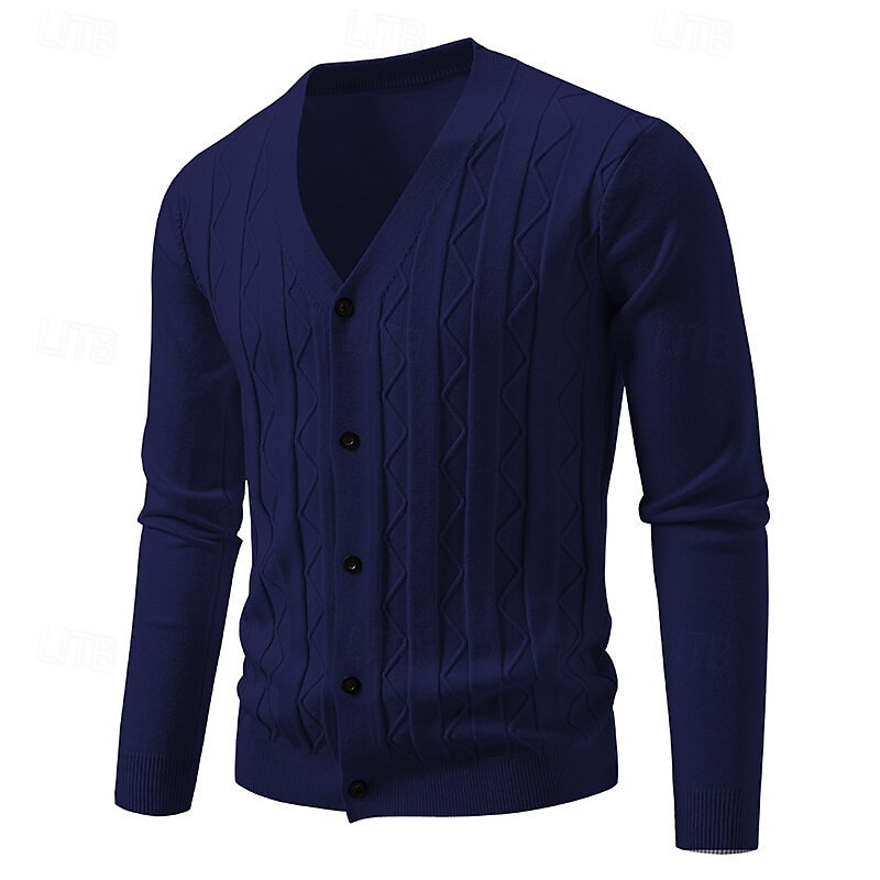 Bărbați Pulover Pulover Cardigan Striat Cablu Tricotat Topuri obișnuite Tricotat Simplu În V Vacanță Modă Casual Purtare Zilnică Îmbrăcăminte Primăvara & toamnă Toamna iarna Albastru piscină Negru L 2026 - $26.99 –P8
