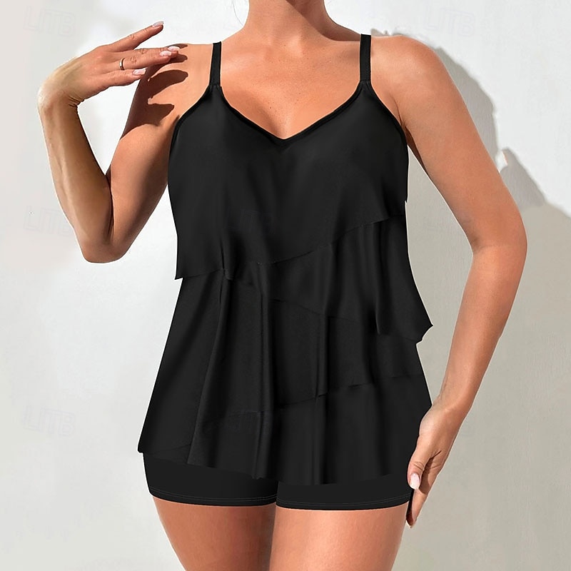 Mujer Bañadores 2 piezas Alta cintura Traje de baño Espalda al Aire Vacaciones Ropa de playa Ombre Escote en Pico Sin Mangas Trajes de baño 2026 - $28.99 –P2