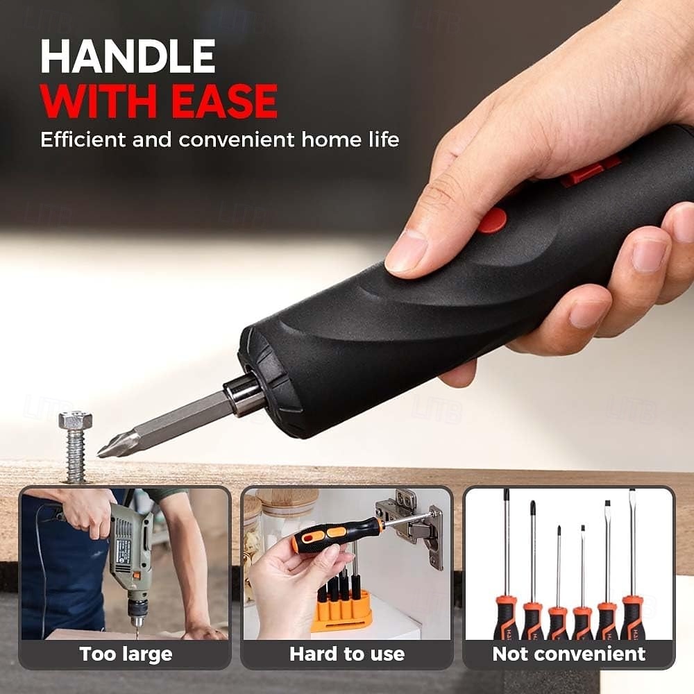 Destornillador eléctrico inalámbrico, destornillador inalámbrico mejorado con juego de brocas, kit de herramientas pequeño con 13 puntas, carga tipo C, ideal para muebles y reparaciones domésticas. 2026 - $15.99 –P7