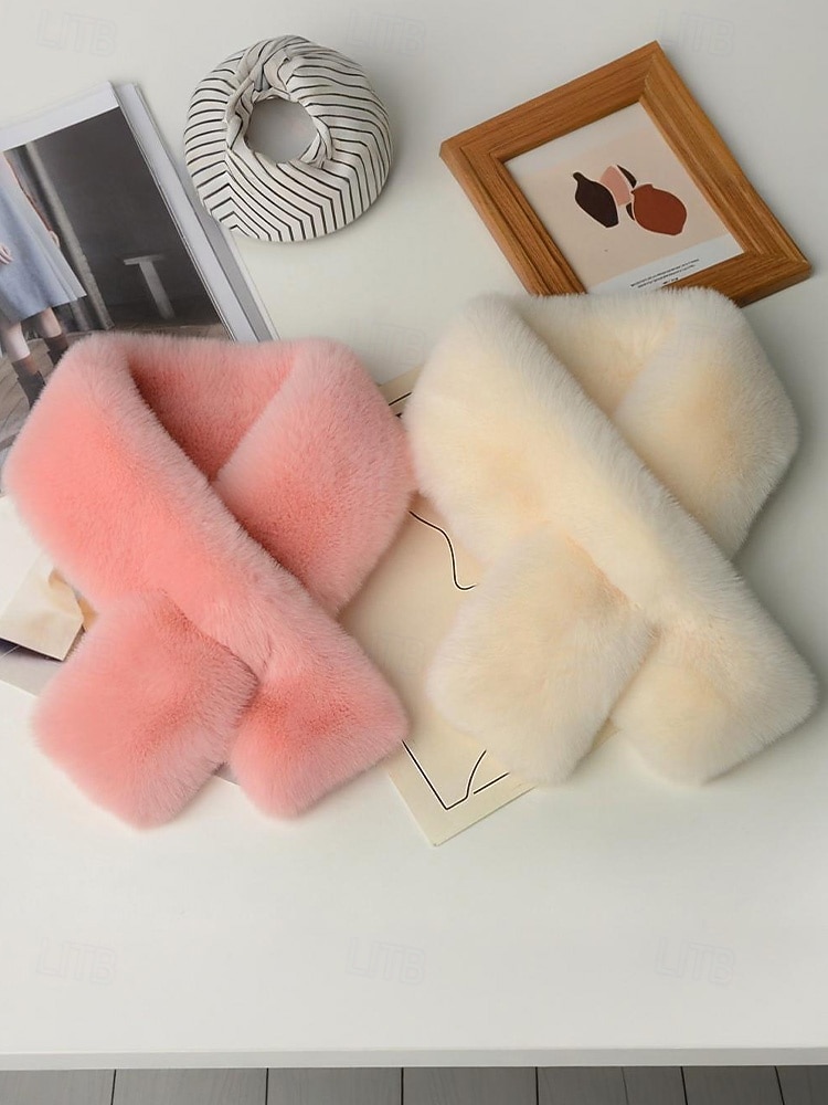 Unisex-Schal aus Kunstpelz, weiches und warmes Material, vielseitig tragbar, perfekt für Wintermode und als Weihnachtsgeschenk, in verschiedenen Farben erhältlich 2026 - $9.99 –P4