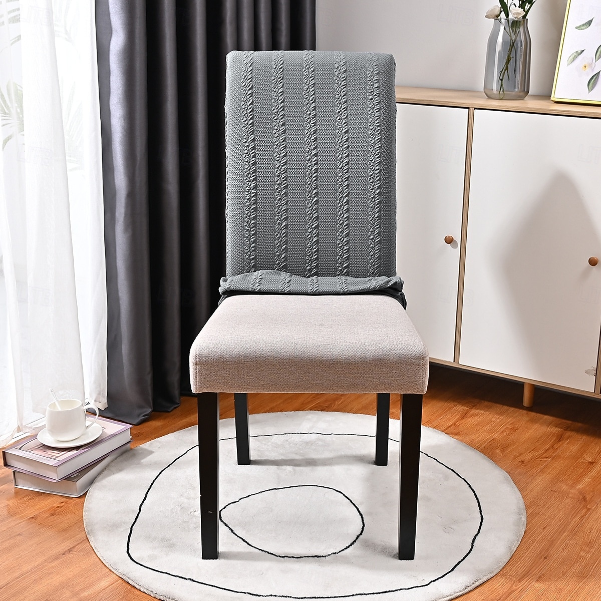 Coprisedia elasticizzati in jacquard tinta unita, coprisedia da pranzo con schienale alto, design a trecce testurizzate, protezione elastica per la sedia, per la casa, la cucina, l'hotel e la del 2025 a $9.99 –P9