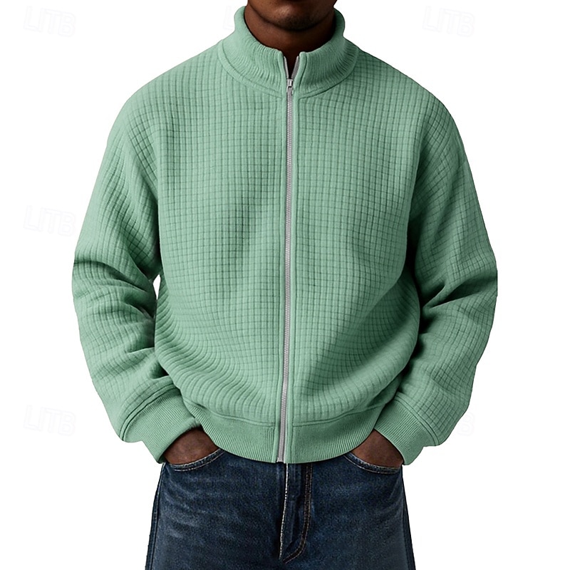 Men's Sweatshirt Waffle Sweatshirt Full Zip Sweatshirt Wine Standing Collar Plain Zip Up Textured Casual Daily Sports & Outdoor Streetwear Cool Sportswear Spring &  Fall Clothing Apparel Hoodies 2026 - $28.99 –P6