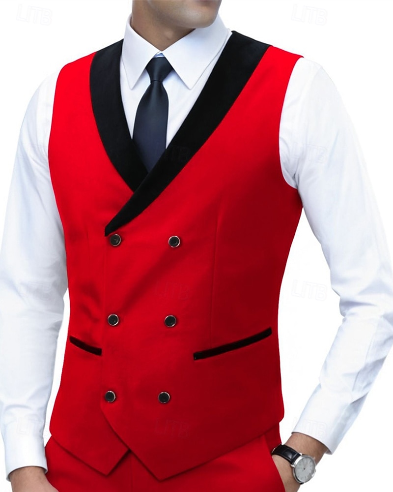 Ανδρικά Veste Γιλέκο Gilet Επιχείρηση Διακοπές Πάρτι Μοντέρνα Καθημερινό Άνοιξη Φθινόπωρο Τσέπη Κουμπιά Πολυεστέρας Άνετο Σκέτο Σταυρωτό Λαιμόκοψη V Κανονικό Θαλασσί Μαύρο Λευκό Ρουμπίνι Γιλέκο 2026 - $35.99 –P5