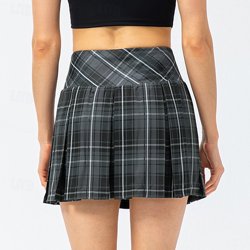 בגדי ריקוד נשים משובץ / משבצות אחיד חצאית קז'ואל חצאית טניס חצאיות קפלים חצאית ספורט אלסטי תומך זיעה נושם טניס פיקלבול יוגה תחתיות שחור לבן צהוב בגדי טניס 2026 - $35.99 –P12