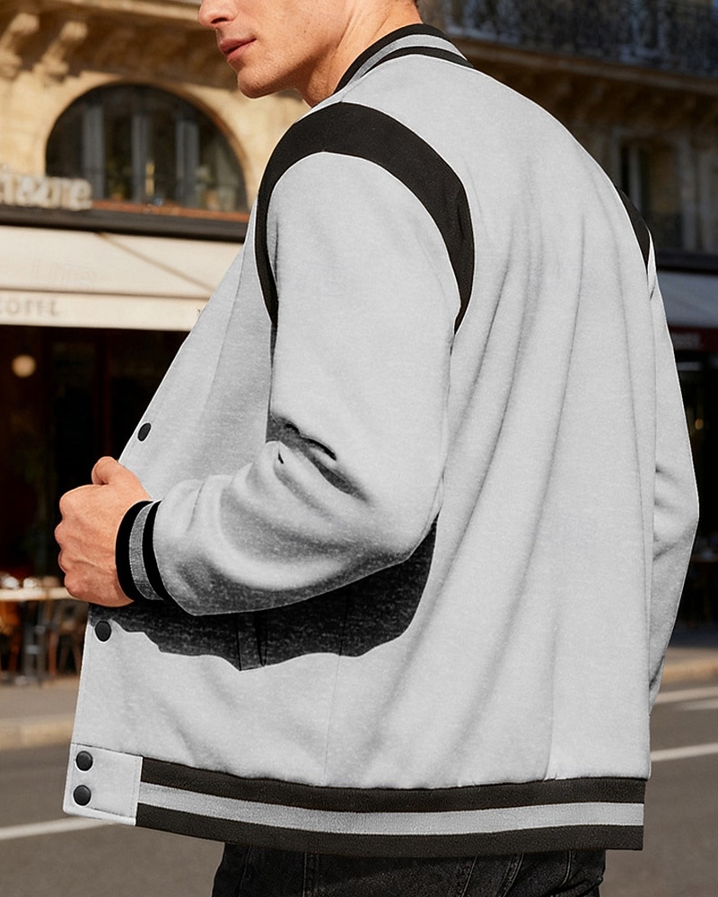 Herren Leichte Jacke Freizeitjacke Collegejacke Outdoor Urlaub Patchwork Tasche Frühling Herbst Farbblock Streetwear Stilvoll Stehkragen Regulär Dunkelgrau Schwarz Wein Marineblau Khaki Jacken 2026 - $31.99 –P2