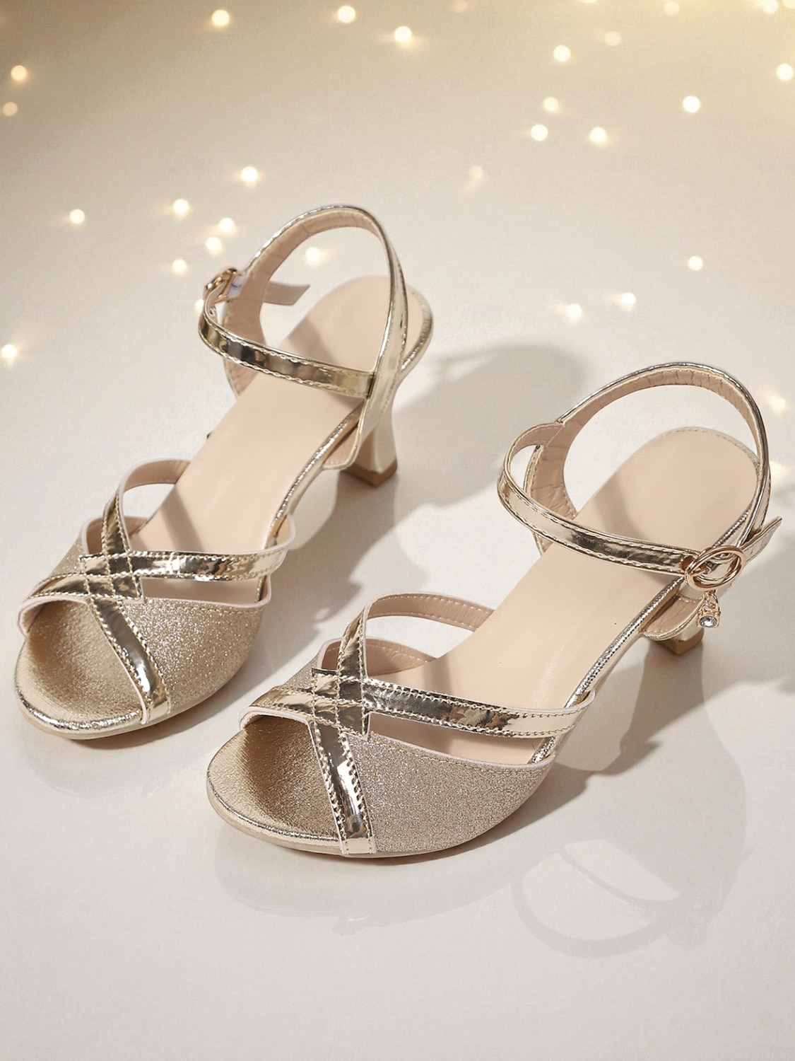 Mother of the Bride Block Heel Sandals, Glitter Open Toe Ankle Strap Dress Heels for Wedding & Reception 2026 - $32.99 –P1