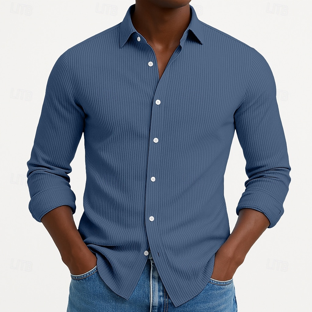 Homme Chemise Chemise en velours côtelé Chemise Boutonnée bleu marine manche longue Uni Col Rabattu Occasionnel Quotidien Boutonné Vêtement Tenue Coton Mode Streetwear Classique Occasionnel de 2026 ? $25.99 –P7