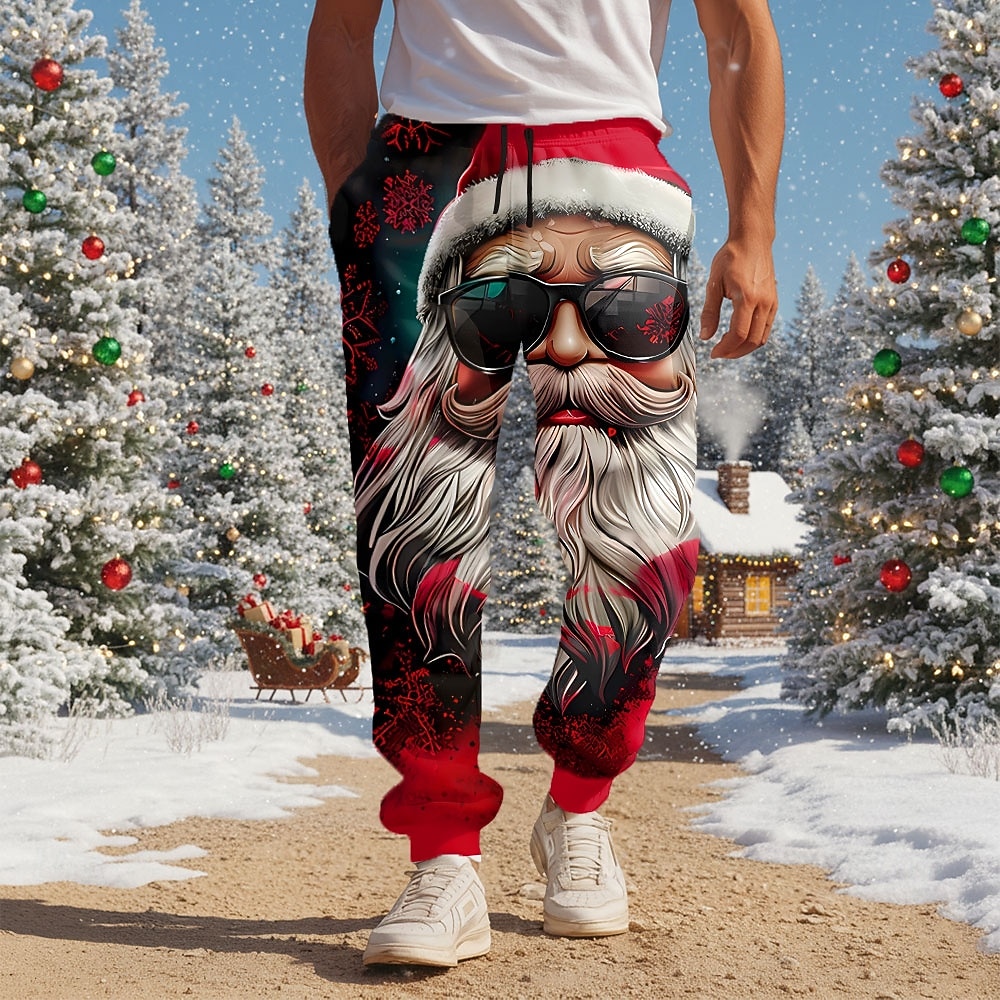 Jul Herr jultomten rolig jul Joggingbyxor Joggare Långbyxor Medium Midja Dragsko Elastisk midja Ledigt Utomhus Helgdag Atletiska mjukisbyxor med fickor Höst Vinter 3D-tryck Blå Rubinrött Purpur 2025 - $26.99 –P1