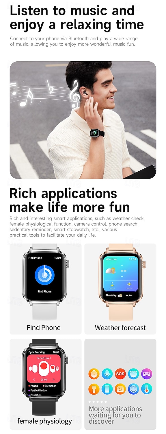 iMosi V82 Chytré hodinky 1.85 inch Inteligentní hodinky Bluetooth Krokoměr Záznamník hovorů Sledování aktivity Kompatibilní s Android iOS Unisex Hands free hovory Záznamník zpráv Krokovač IP68 37mm 2026 - $61.99 –P9