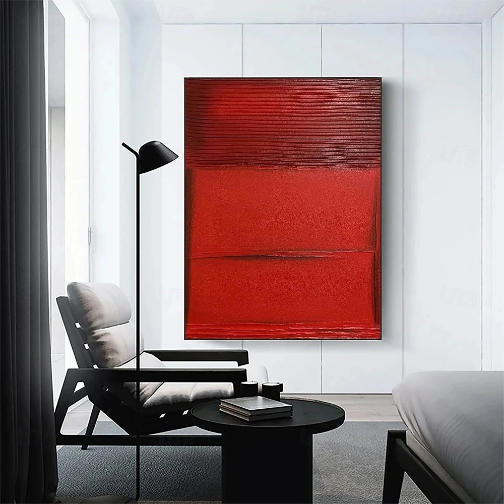 Pintura a óleo artesanal em tela, arte de parede abstrata com textura vermelha, decoração para sala de estar, hall de entrada, decoração para casa, pintura enrolada sem moldura e sem esticar. de 2026 por $63.99 –P1