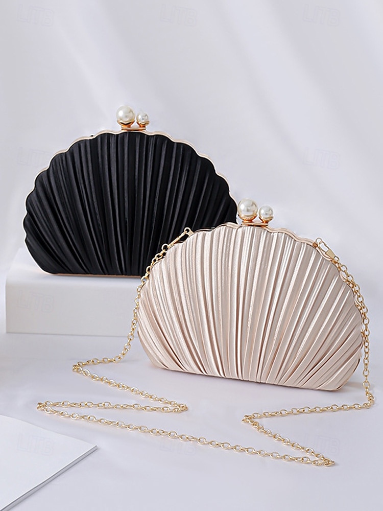 plisowana damska kopertówka z perłowym uchwytem – elegancka wieczorowa torebka, w wielu kolorach – idealna na wesela, imprezy i specjalne okazje 2026 - $29.99 –P7