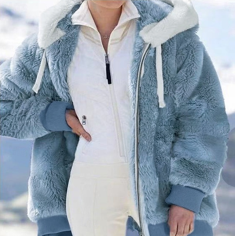 Women's Fleece Jacket Casual Jacket Hoodie Jacket Comfortable Breathable Zipper Pocket Casual Solid Color Vacation Street Casual Daily Wear Zipper Regular Hooded Regular Fit Long Sleeve Outerwear 2026 - $35.99 –P3