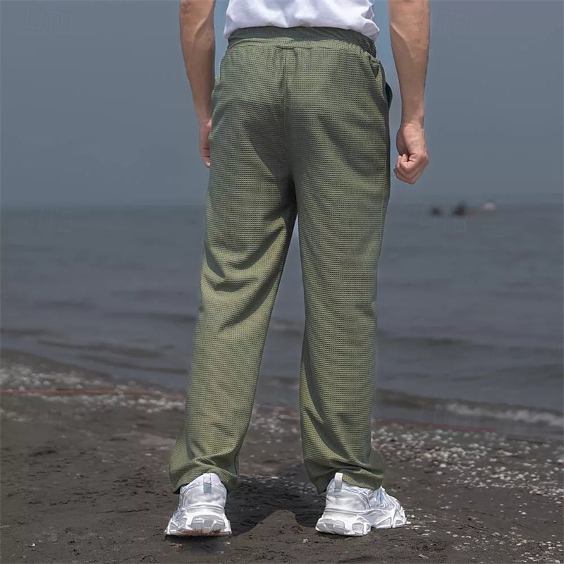 Men's Sweatpants Trousers Baggy Pants Straight Leg Sweatpants Waffle Pants Drawstring Pocket Elastic Waist Plain Comfort Soft Outdoor Daily Holiday Fashion Classic Style Black White Micro-elastic 2026 - $24.99 –P13