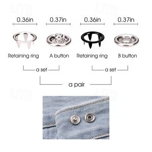 100pcs Stainless Snap Button Fastener Kit with Tool Set & Heavy-Duty Pliers-Like Tool (9.5mm) - 10 Color-Coded Snap Buttons for Clothing, Jeans, Bags, Jackets 2026 - $12.99 –P9