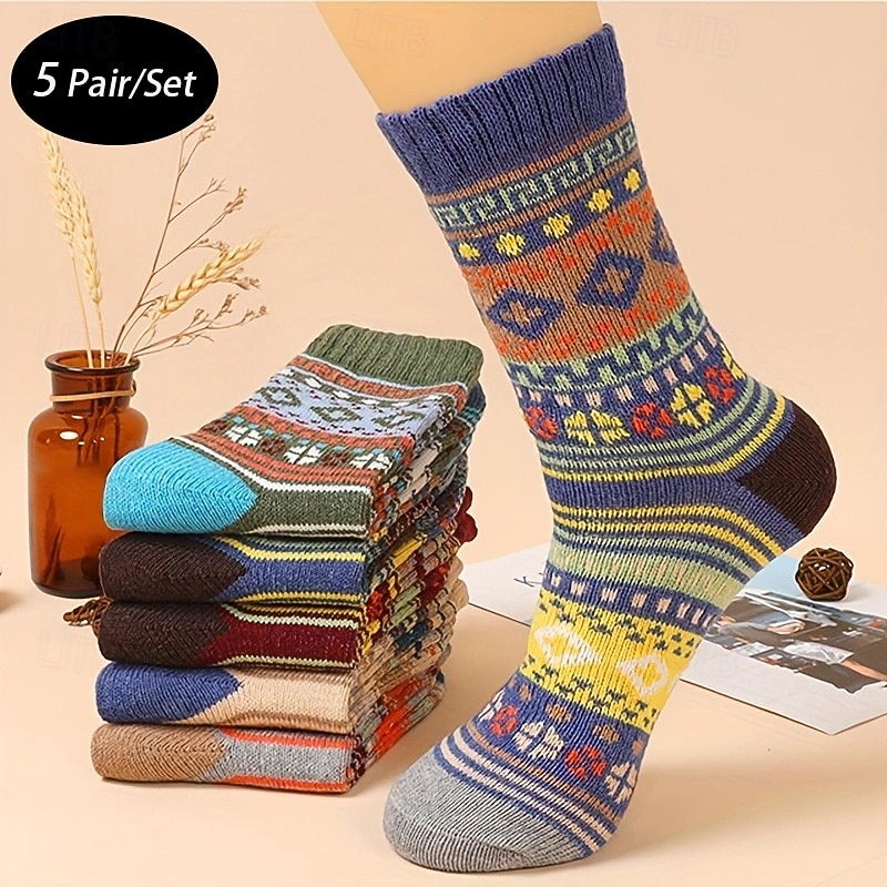 2026年 男性用 5ペア マルチパック ソックス ランニングソックス カジュアルソックス Multi Color カラー アーガイル柄 バケーション スポーツ 日常 ベーシック 温か生地 秋 冬 ファッション カジュアル  コレクション – $8.49 –P1