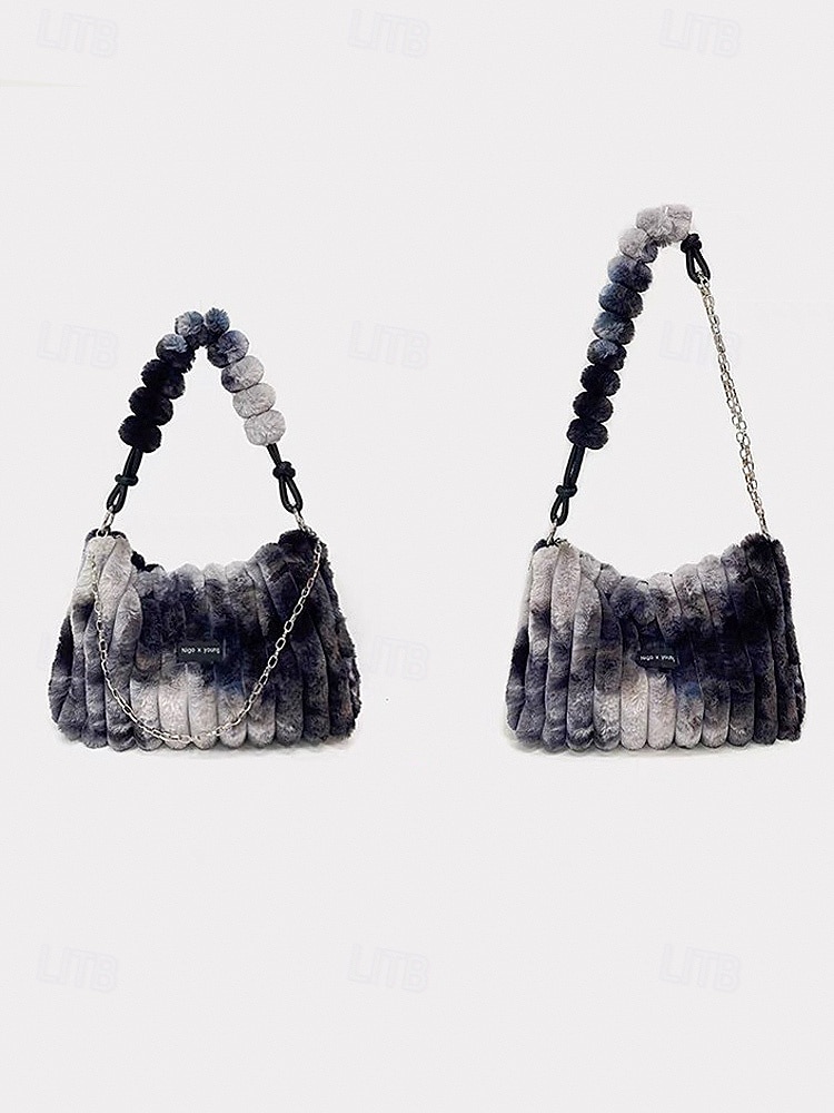 Women's Faux Fur Shoulder Bag, Multi-Color, Versatile Carry Styles, Fashionable Chain Strap, Ideal for Casual & Party Wear 2026 - $19.99 –P11