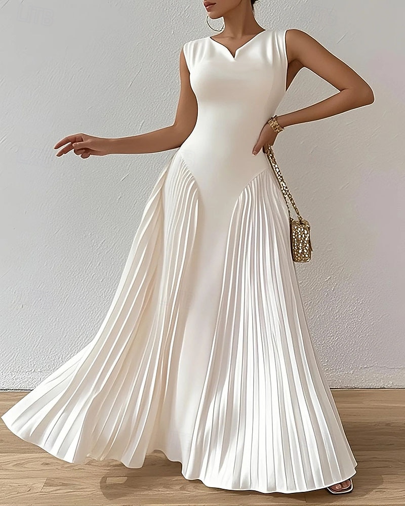 Femmes Robe Longue Maxi Robe Robe de Bal Robe de Soirée Robe fourreau Élégant Mode Moderne Soirée Occasion Spéciale Coupe régulière Uni Sans manches Col en V Blanche Printemps Automne Hiver de 2026 ? $41.99 –P1