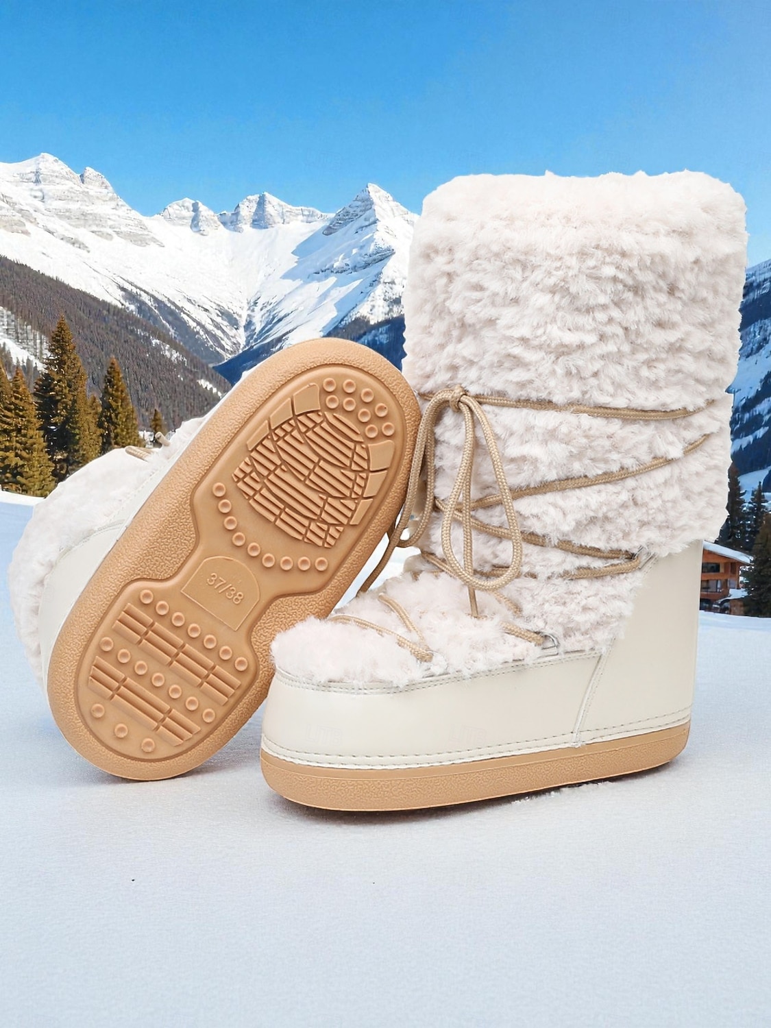 Botas de neve femininas, quentes e antiderrapantes, com acabamento em pele sintética - estilo aconchegante para atividades ao ar livre no inverno. de 2026 por $89.99 –P3