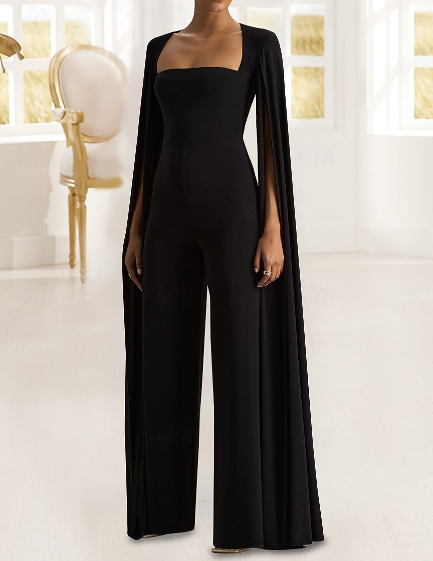 Overalls Bodenlang Wickelkleid Brautmutterkleid Ärmellos Trägerlos Elegant Einfach Formell Hochzeitsgast Formeller Abend Stretchstoff mit Blume Einfarbig 2026 - $153.99 –P4