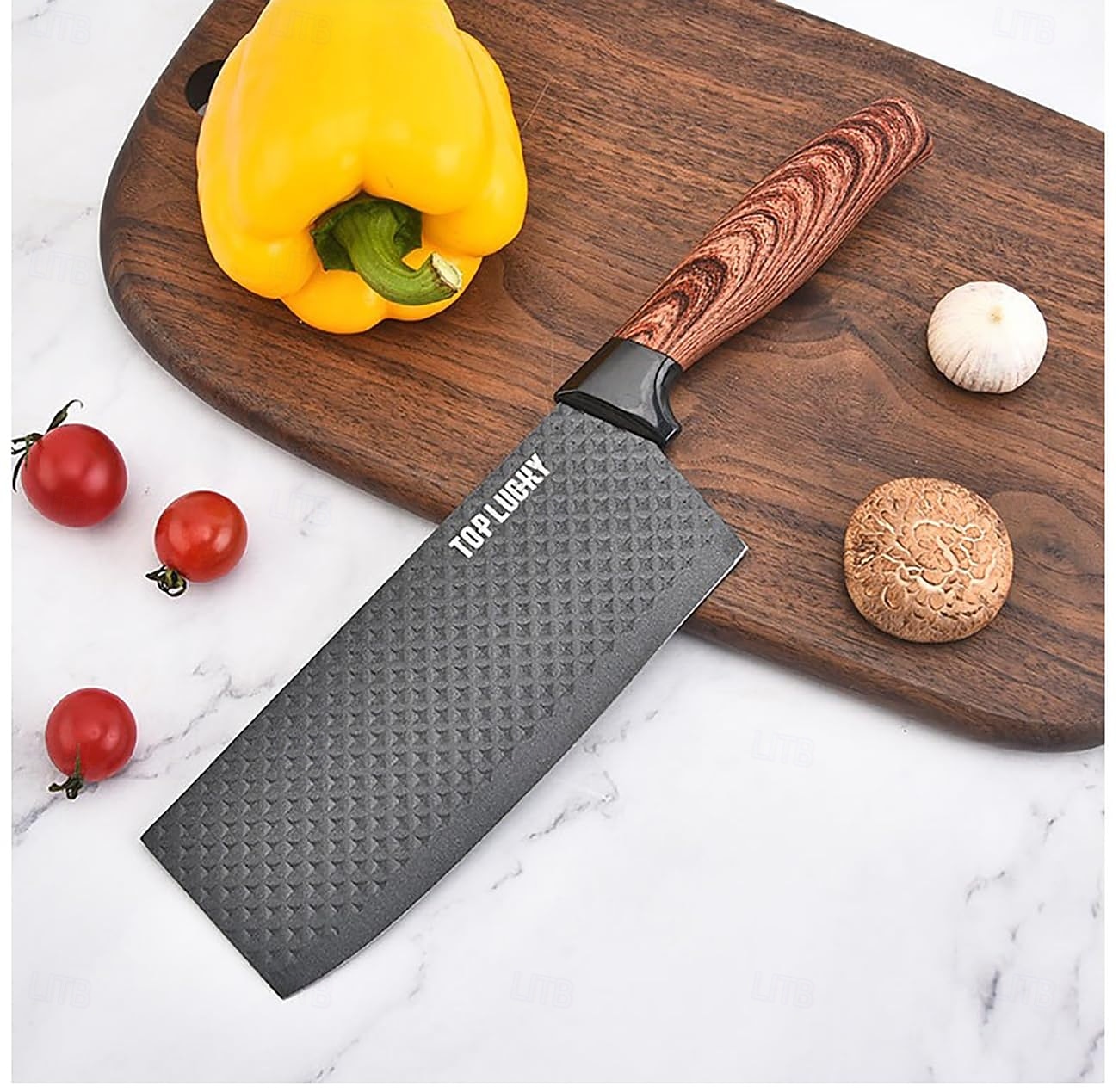 sada kuchyňských nožů, 6dílná luxusní sada nožů s dřevěným potahem, rukojeť s lehkou dřevěnou kresbou, nepřilnavý šéfkuchařský nůž z nerezové oceli s blokem na nože 2026 - $74.99 –P3