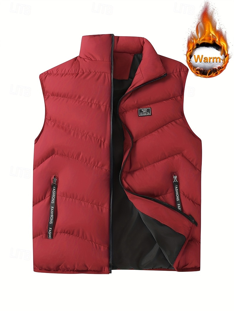 Per uomo Gilet imbottito Gilet Vacanza Quotidiano Data Moda Casual Autunno Inverno Tasca Poliestere Caldo Confortevole Tinta unica Cerniera Collo alla coreana Vestibilità regolare Blu Nero Giallo del 2026 a $30.99 –P2