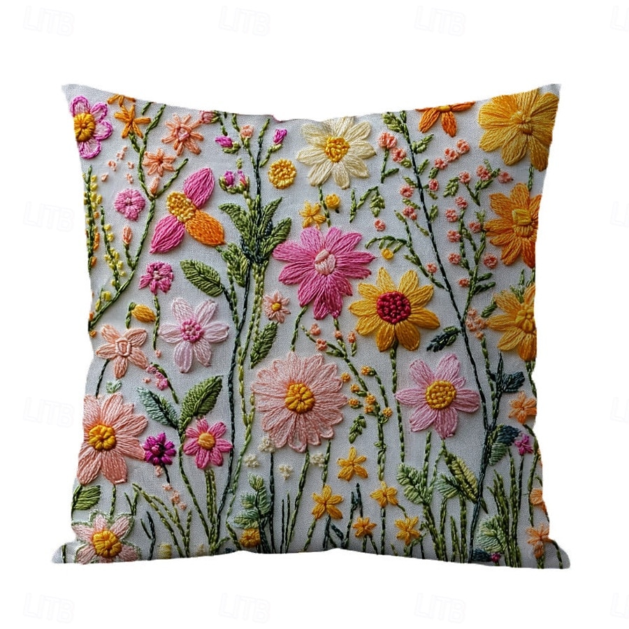 Floral Pattern Pillow Cover 2D Flat Print Soft Comfortable Cushion Case with Faux embroidery for Living Room Sofa Bedroom Home Decoration 2026 - $9.99 –P8