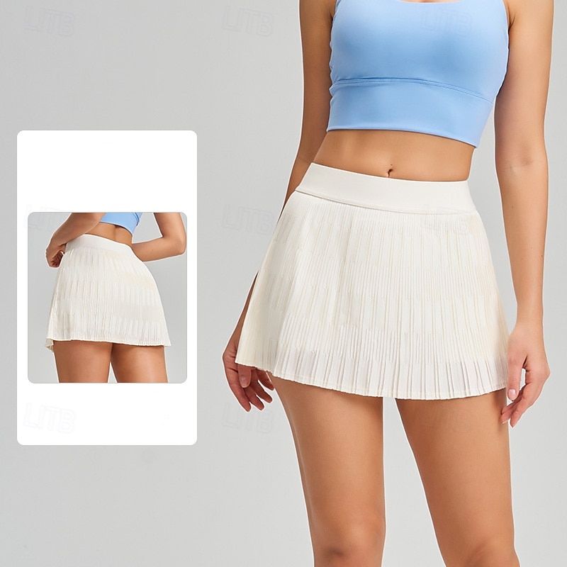 Dam Solid färg Avslappnad kjol Träningskjol Elastisk Svettavvisande Andningsfunktion Tennis Pickleball Yoga Underdelar Svart Vit Gul Tenniskläder 2026 - $25.99 –P5