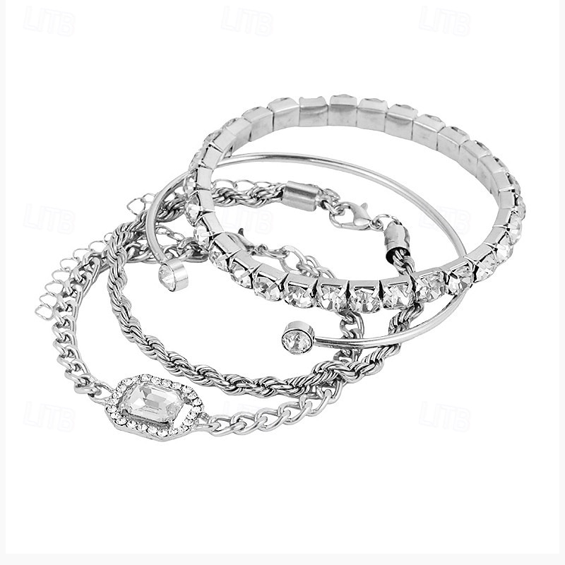 Set de brățări aurii cu strasuri pentru femei - brățări cu lanț de cristale multistrat pentru petreceri glam, ieșiri în oraș&amp;accesorii pentru ocazii speciale 2026 - $11.99 –P5