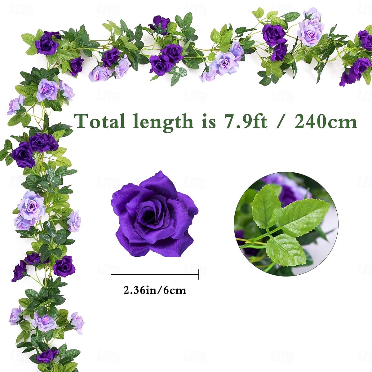 240CM/23.7FT Artificial Rose Flower Garland Fake Vines Silk Floral Hanging Plant for Wedding Arch Decorations Room Party Home Garden Hotel Office Wall Decor 2026 - $19.99 –P8
