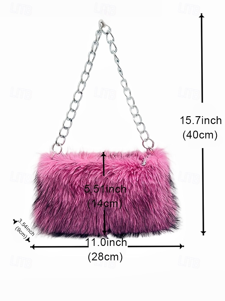 Women's Faux Fur Chain Bag – Plush and Stylish with Synthetic Fur Material, Available in Multiple Colors, Perfect for Evening Parties and Casual Outings 2026 - $18.99 –P10