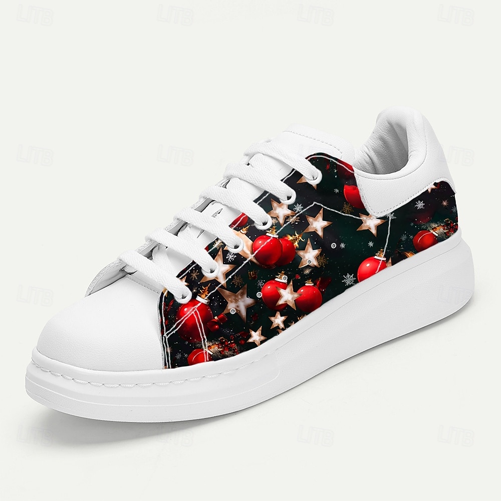 Vita julskor för män med röda och guldfärgade ornament - snygga och bekväma skor för fester och högtider 2025 - $54.99 –P2