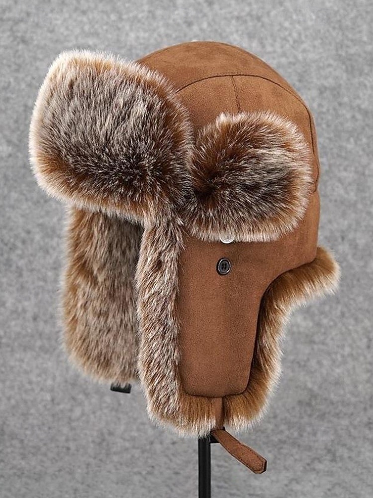 Chapeau trappeur en fausse fourrure pour homme, chaud et élégant, disponible en noir et marron, parfait pour les temps froids et les activités hivernales en extérieur. de 2026 ? $24.99 –P5