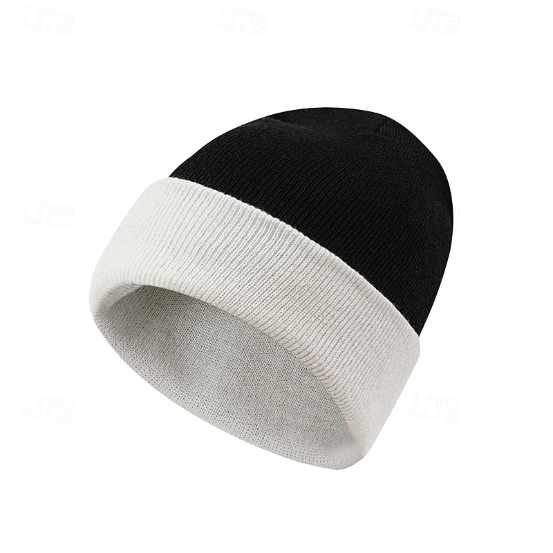 Herre Unisex Beanie lue Vinterhatter Luer Vinterlue Vinter luehatt Svart Hvit Akryl Fiber Strikket Koselig Dagligdagstøy Ensfarget / vanlig farge Varm 2026 - $6.99 –P10